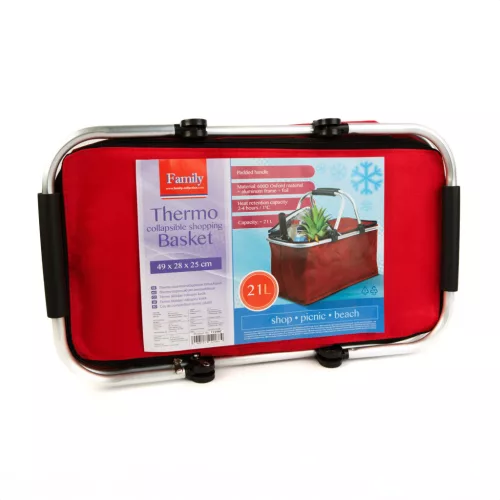 Bewello thermo összecsukható bevásárlókosár 21 L piros, 49 x 28 x 25 cm