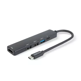   Delight multifunkciós USB hub HDMI-vel, Type-C 3.0, 3xUSB-A, 1xType-C, 5 Gbps, 100 W, fekete