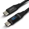 Delight USB-C / USB-C adatkábel teljesítménykijelzővel, fekete, 1 m, 3 A, 60W