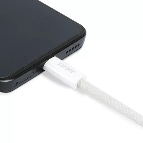 Delight USB-C/USB-C töltő- és adatkábel, fehér, 1 m, 5 A, 240 W