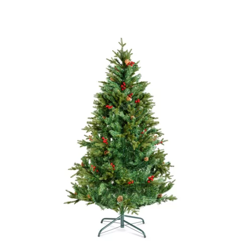 180 cm műfenyő PE/PVC piros bogyóval