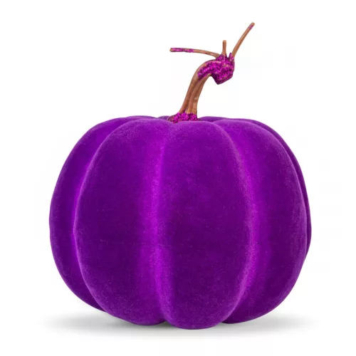 Family glitteres habszivacs halloween tök dekoráció, lila, 16,5 cm