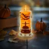 Family Halloween LED gyertya dekoráció sírkővel, narancs LED, 3 x LR1130, 5 x 5 x 10 cm