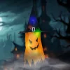 Family Halloween LED dekor szellem, sárga, 10 színes LED, akasztható, 75 x 35 cm