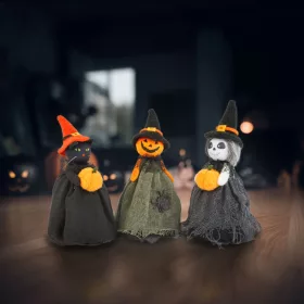 Halloween dekoráció szellem, macska, tökfej 21 cm