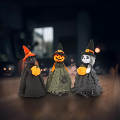 Halloween dekoráció szellem, macska, tökfej 21 cm