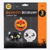 Halloween dekorációs papír lampion szett tök, macska, koponya 20 cm 3 db/csomag