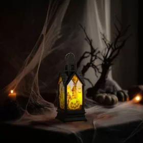   Halloween világító tök dekoráció sárga LED-del, 17,5 x 6,3 x 6,3 cm, 3 x LR44