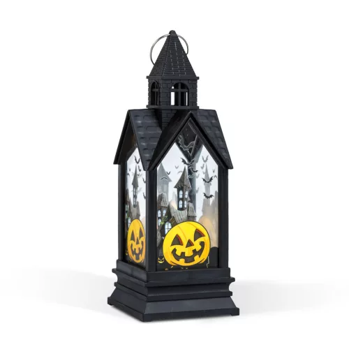 Halloween világító tök dekoráció sárga LED-del, 17,5 x 6,3 x 6,3 cm, 3 x LR44