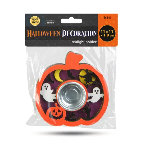 Bewello halloweeni MDF teamécses tartó tök 11 x 11 x 1,8 cm