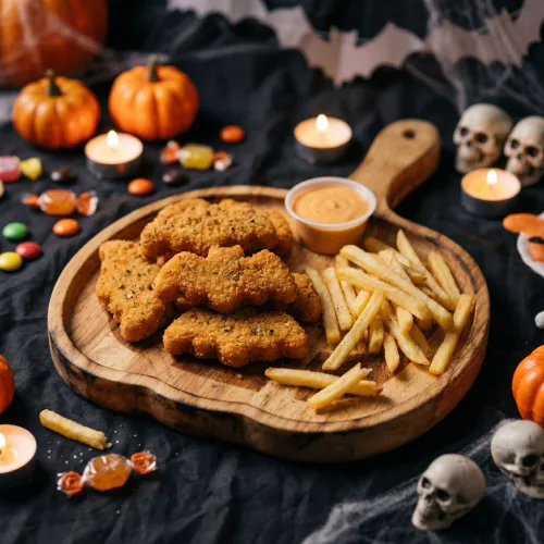 Bewello halloweeni fa kínáló tál fogantyúval, tök mintás, 26,5 x 20 x 1,5 cm