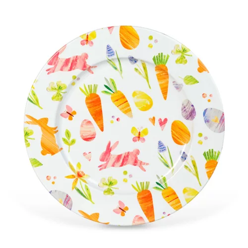 Fém húsvéti tálca répás mintával 33 cm