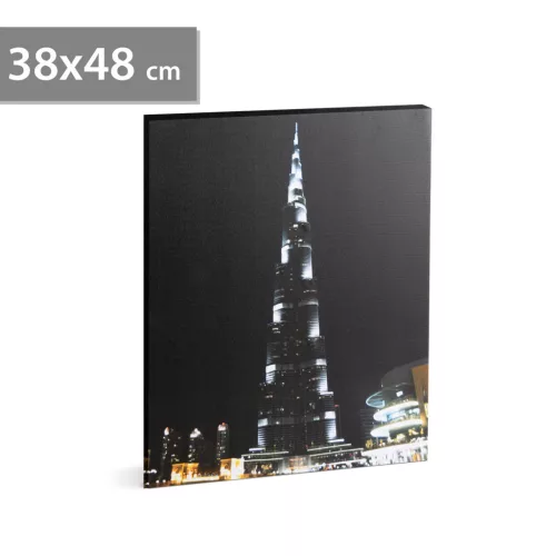 Family LED-es fali hangulatkép Burj Khalifa, 2 x AA, 38 x 48 cm