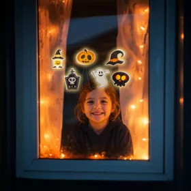   Family Halloween LED gél ablakdekor többféle formában 85 cm
