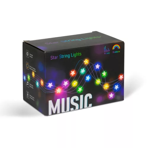 Smart csillag fényfüzér zene móddal, USB, Bluetooth, 25 RGB LED, 5 m