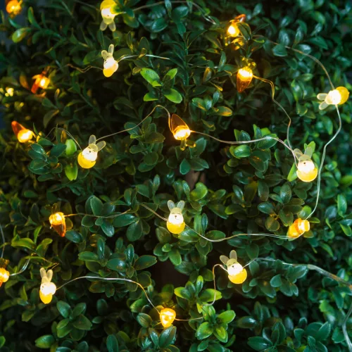 Family LED fényfüzér nyuszi és répa mintával, 2 m, 20 LED, 2 x AA