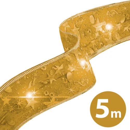 Family karácsonyi LED-es szalag, arany, 5 m x 5 cm, 50 LED, USB