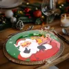 Family karácsonyi fém tálca Mikulás mintával, zöld, 33 cm