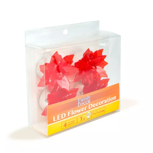 Family LED-es virág dekoráció, elemes, 4 db/csomag