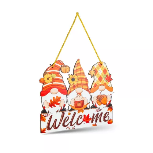 Bewello akasztható manós őszi ajtódísz MDF Welcome 32 x 26 cm