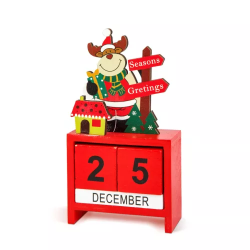 Karácsonyi adventi naptár MDF-ből, 13,5 x 7 x 3,5 cm, 3 féle