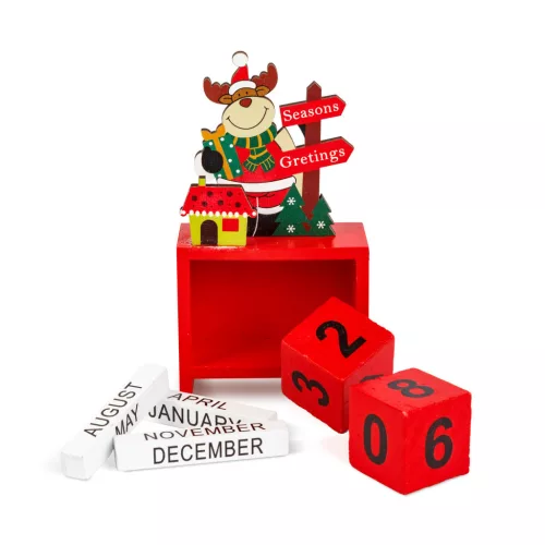Karácsonyi adventi naptár MDF-ből, 13,5 x 7 x 3,5 cm, 3 féle