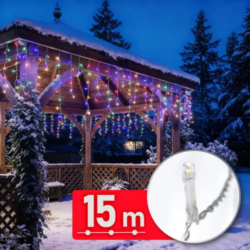 Phenom fényfüzér függöny 15 m 600 LED átlátszó kábellel