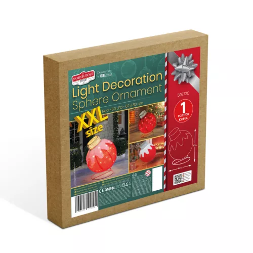 Karácsonyi világító gömbdísz 60 LED 60 x 83 cm piros 100-200V AC