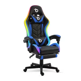   BeMaDa RGB LED-es gamer szék karfával és párnával, fekete/kék
