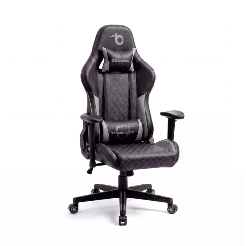 BeMaDa TitanForce gamer szék párnával, fekete/szürke, 122 x 65 x 53 cm