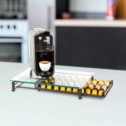 Bewello fém kávékapszula tartó 60 db Nespresso kapszulához, matt fekete