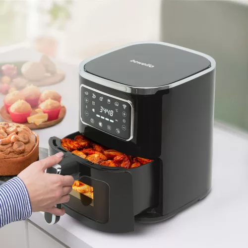 Bewello olaj nélküli fritőz, érintőgombos, 1450W, 5 L, 220-240 V