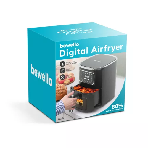 Bewello olaj nélküli fritőz, érintőgombos, 1450W, 5 L, 220-240 V