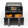 Bewello olaj nélküli XXL fritőz, dupla kosár, színes érintőkijelző, 4+4 L, 230V, 2200W