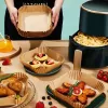 Bewello air fryer sütőpapír olaj nélküli sütőhöz, négyzet, 20 cm, 50 db/csomag