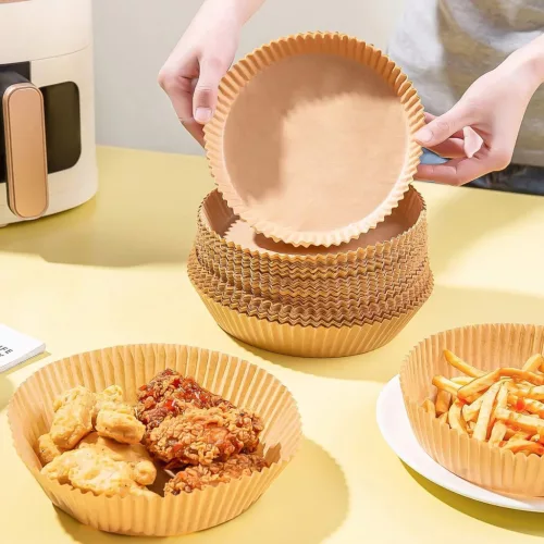 Bewello air fryer sütőpapír olaj nélküli sütőhöz, kör, 20 cm, 50 db/csomag