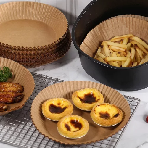 Bewello air fryer sütőpapír olaj nélküli sütőhöz, kör, 20 cm, 50 db/csomag
