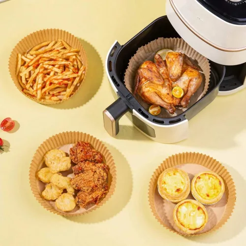 Bewello air fryer sütőpapír olaj nélküli sütőhöz, kör, 20 cm, 50 db/csomag