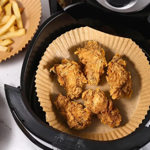 Bewello air fryer sütőpapír olaj nélküli sütőhöz, kör, 20 cm, 50 db/csomag