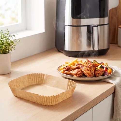 Bewello air fryer sütőpapír, téglalap, 14 x 22 cm, 50 db/csomag