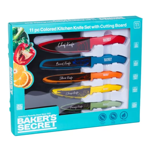 Baker's Secret 11 darabos színes konyhai késkészlet
