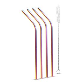   Rozsdamentes acél szívószál szett - titán szivárványos - 215 x 6 mm - 5 részes