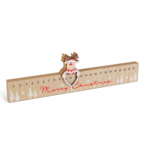 Bewello adventi naptár MDF rénszarvassal Merry Christmas 40 x 11 cm