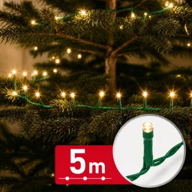  Phenom 5 m-es melegfehér 100 LED-es fényfüzér, zöld kábellel, 100-240V, 6W
