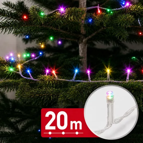 Phenom 20 m színes 400 LED fényfüzér, átlátszó kábellel, 100-240V, 6W