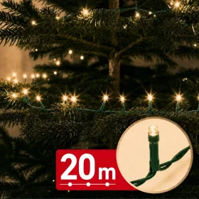   Phenom 20 m-es melegfehér fényfüzér 400 LED-del, zöld kábellel, 100-240V, 6W