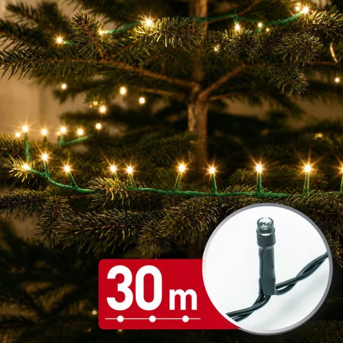 Phenom melegfehér fényfüzér 30 m 600 LED zöld kábellel 220-240V 6W