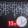 Phenom függöny fényfüzér, 15 m, 600 LED, hidegfehér, átlátszó kábellel