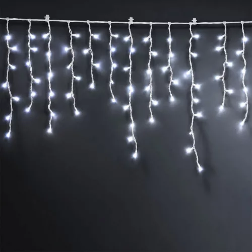 Phenom függöny fényfüzér, 15 m, 600 LED, hidegfehér, átlátszó kábellel