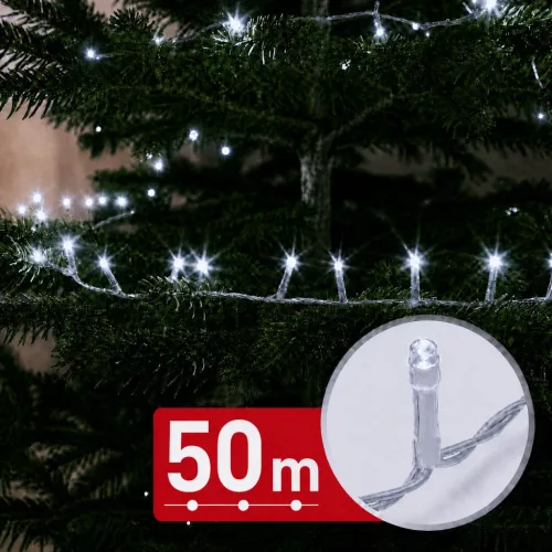 Phenom 50 m-es hidegfehér fényfüzér 1000 LED-del, átlátszó kábellel
